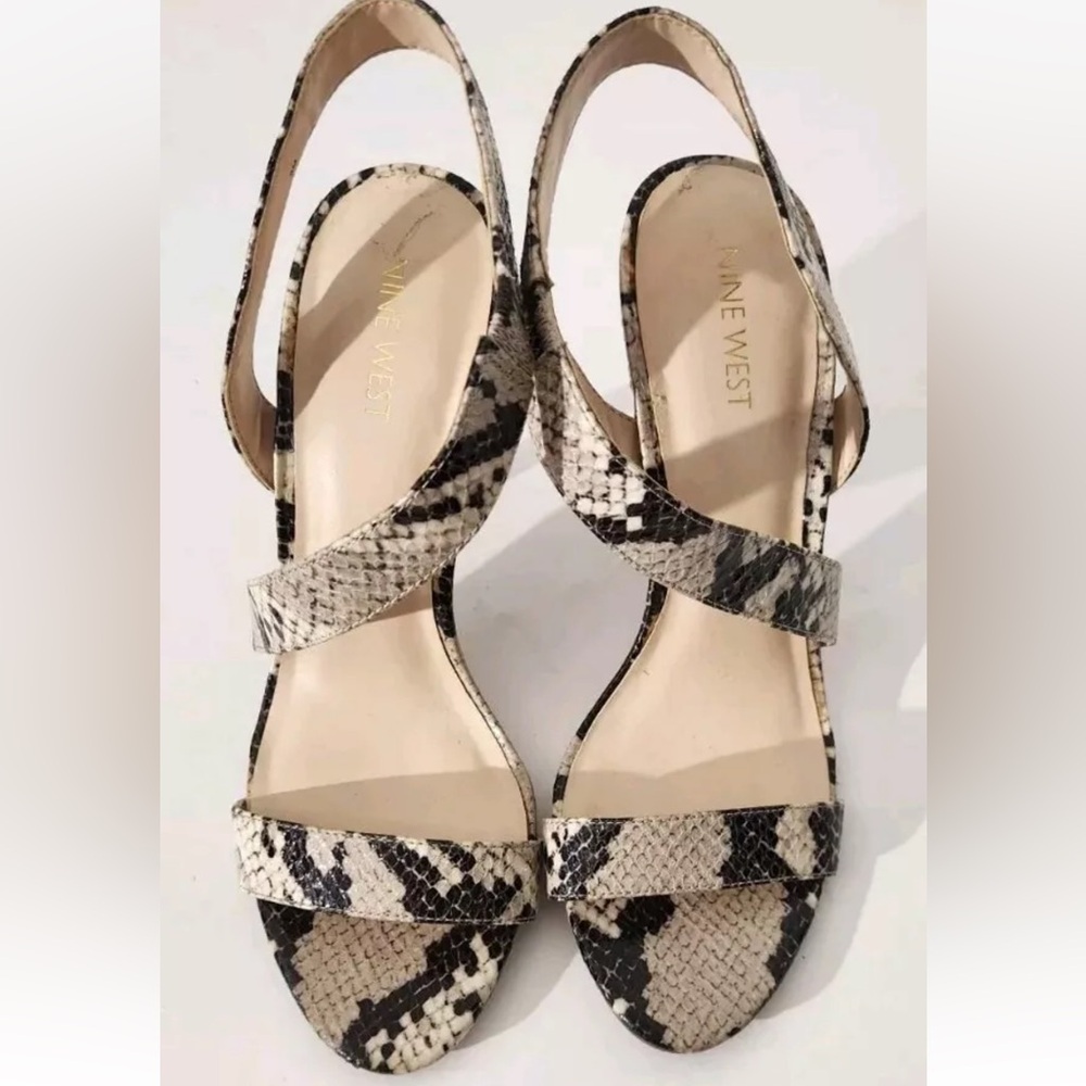 Nine West Women's Size 9.5M Adorbs Tan Brown Snakeskin Heels.  Worn once!